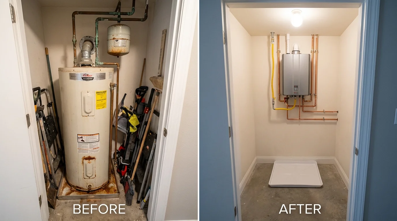 Tank water heater versus wall-mounted tankless unit comparison for Columbus, GA homeowners