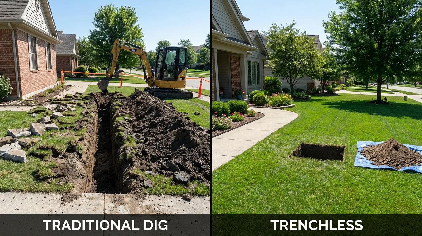 Trenchless sewer repair with minimal yard damage versus traditional excavation in Columbus, GA